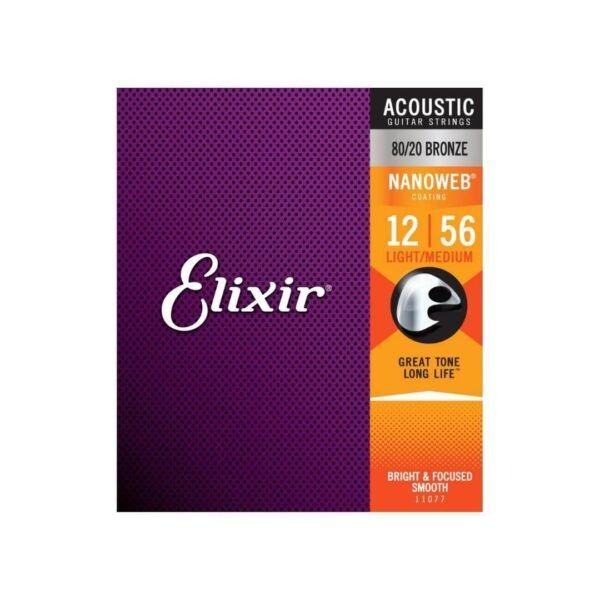 Elixir 11077 Nanoweb Light-Medium 80/20 Bronze 12-56