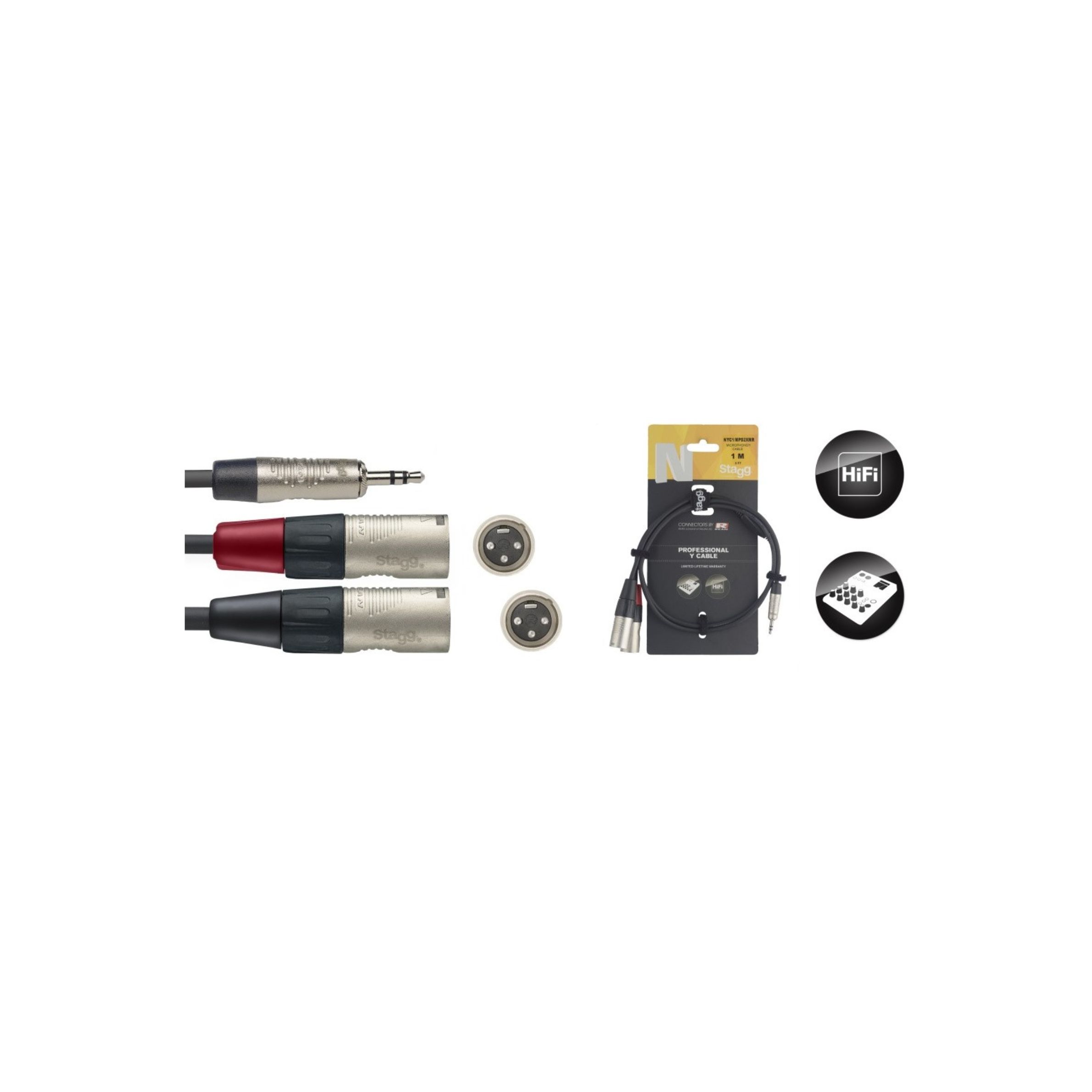 Laidas Stagg NYC1/MPS2XMR mini jack/m - 2x XLR/m 1m