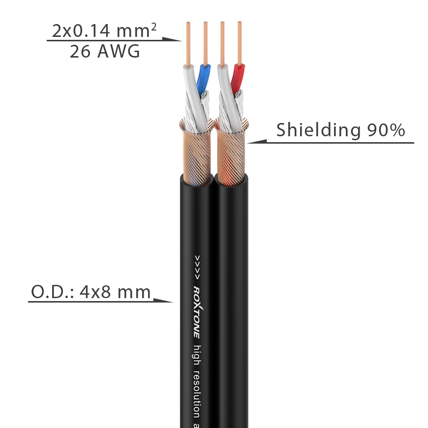 Garso kabelis Roxtone 26AWG 100m