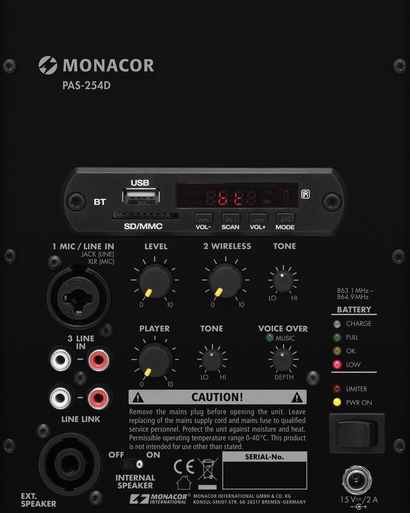 Nešiojama garso sistema Monacor PAS-254D